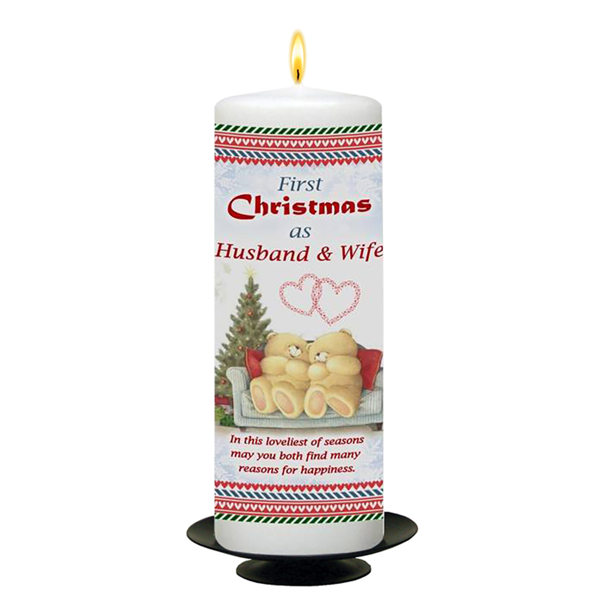 Customised Christmas Candle Gift - Bear Couple Cuddles Your First Xmas